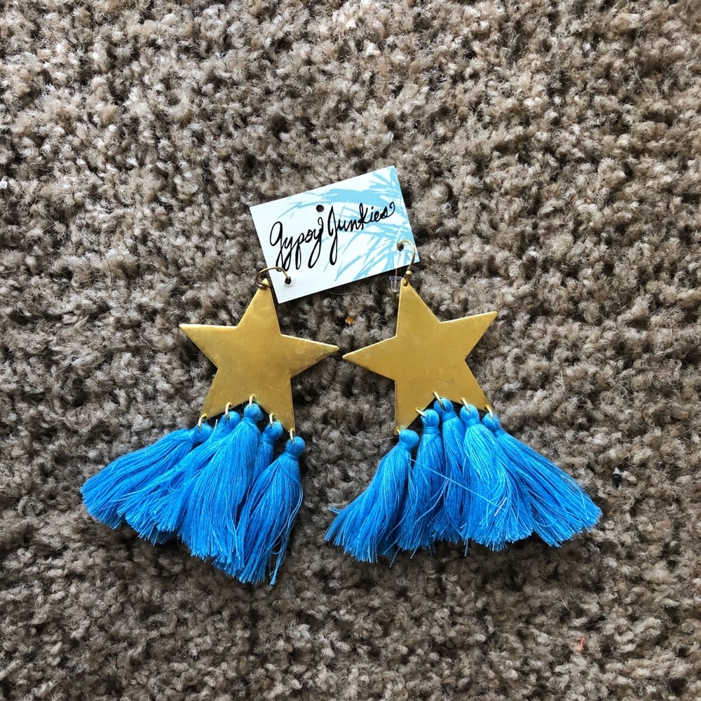 Star earrings with tassels